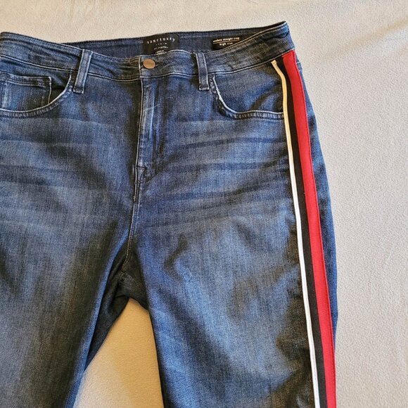 Sanctuary Jeans Size 32/14 Blue Modern Straight Crop High Rise Tuxedo Stripe - Picture 4 of 13